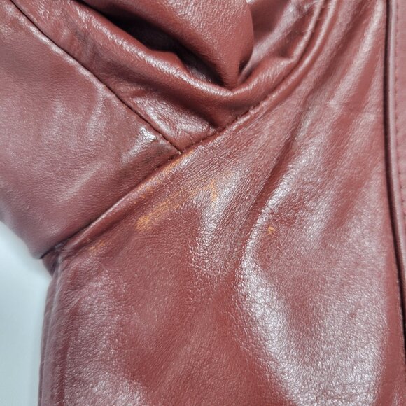 Vintage Leather Loft 100% Leather OxBlood Burgundy Belted Jacket Size 9/10 - Picture 14 of 14